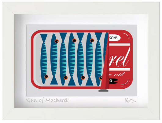 SALE Small framed print - Can of Mackerel