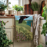 Clifftop Chough Tea Towel