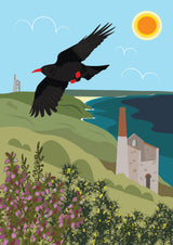 Clifftop Chough Tea Towel