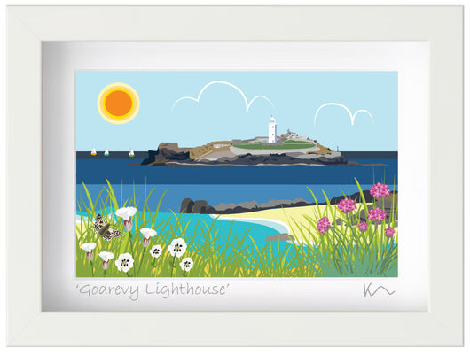 SALE Small framed print - Godrevy Lighthouse