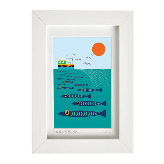 SALE Small framed print - Mackerel Fishing