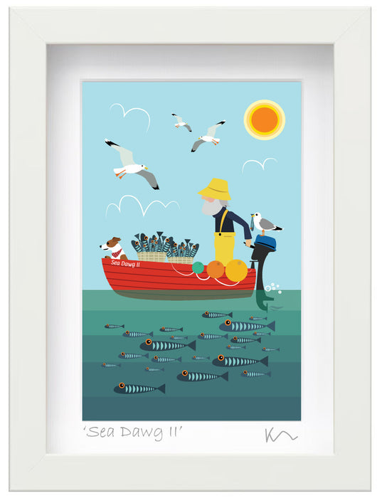 SALE Small framed print - Sea Dawg II